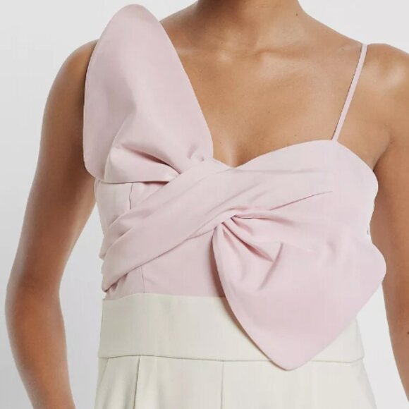 NWT Express Statement Bow Color Block Straight Leg Jumpsuit XS Pink Barbicore - Picture 3 of 12
